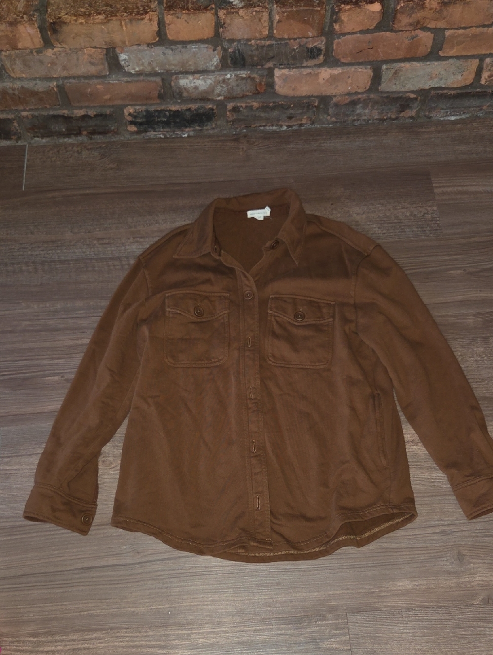 Good American Button Front Jacket in Brown